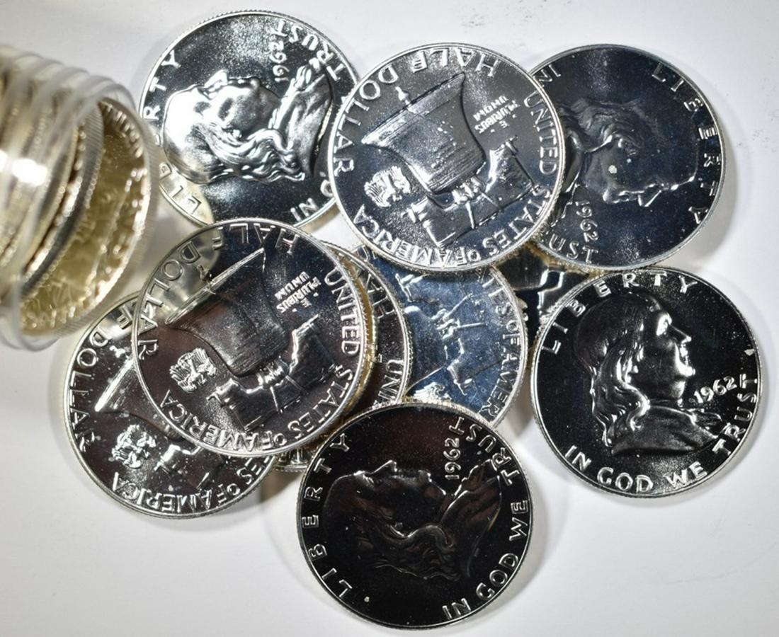 ROLL OF PROOF 1962 FRANKLIN HALF DOLLARS (1 of 2)