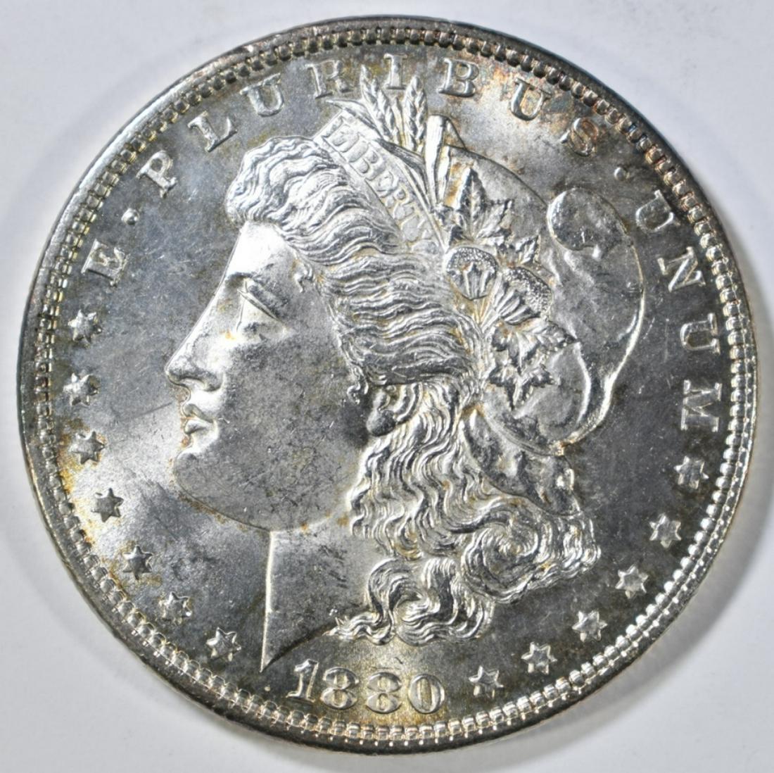 1880 MORGAN DOLLAR GEM BU: WEEKLY COIN & CURRENCY AUCTIONS. ESTIMATE $425 - $450.
