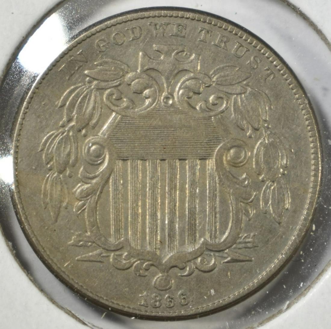 1866 RAYS SHIELD NICKEL AU (1 of 2)