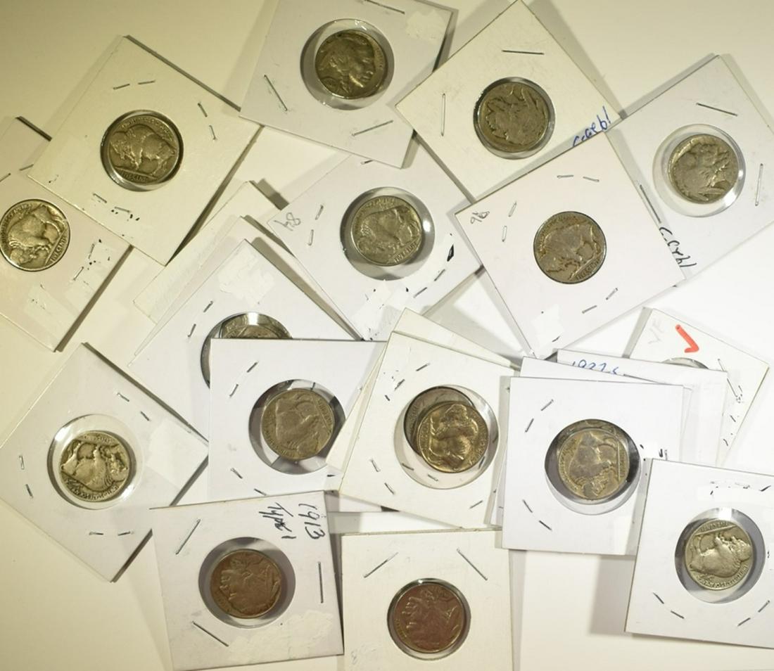 LOT OF 22 MIXED DATE BUFFALO NICKELS (1 of 1)