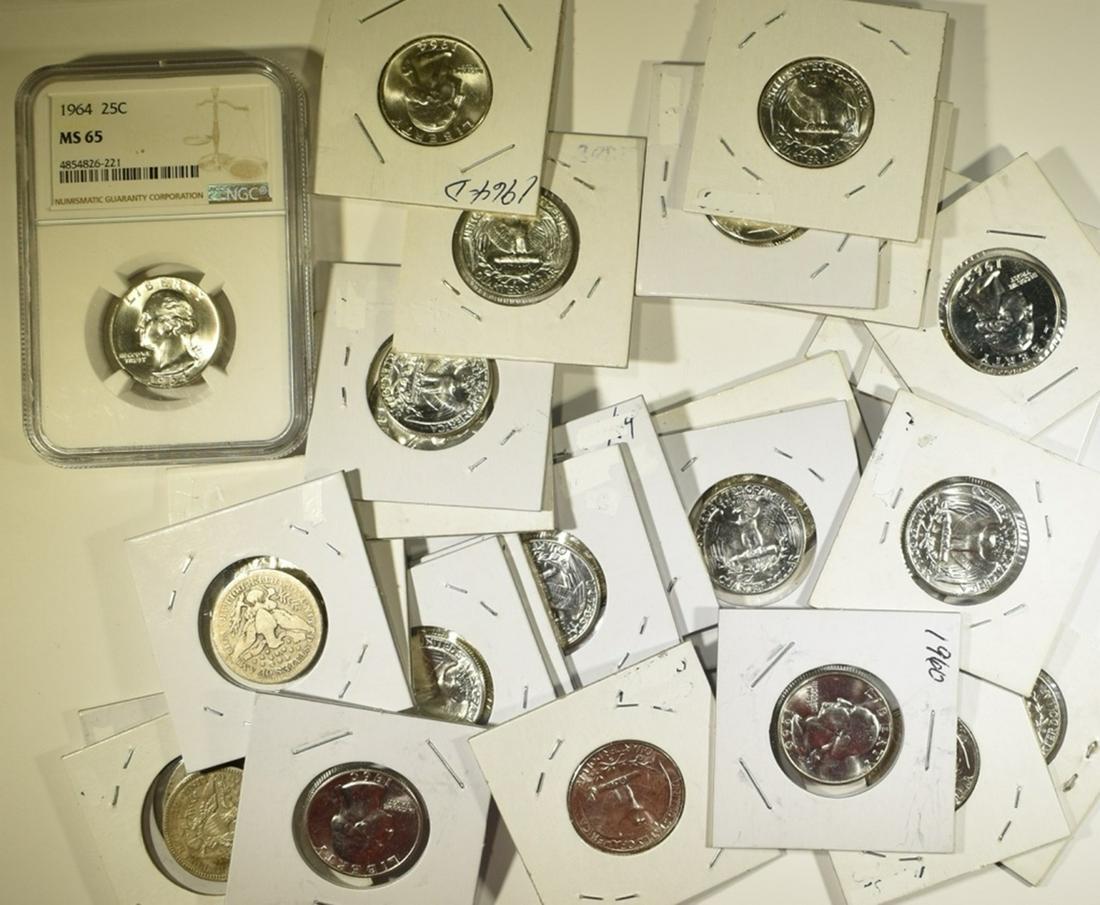 27 MIXED DATE 90% SILVER QUARTERS (1 of 1)
