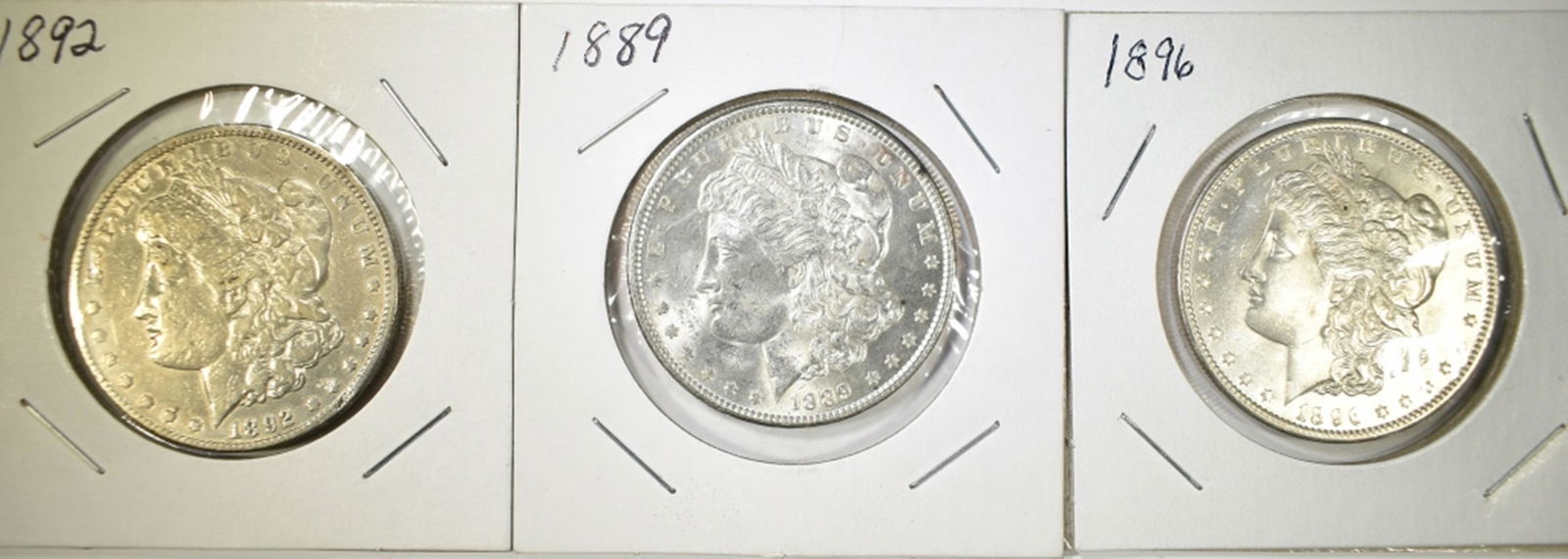 1892 F, 1889 & 1896 CH BU MORGAN DOLLARS (1 of 2)