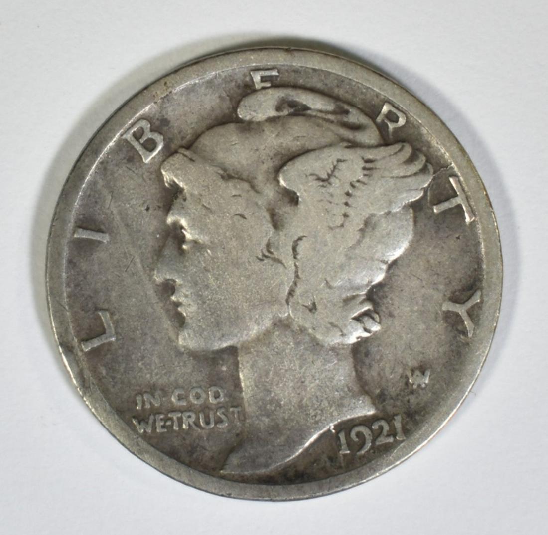 1921-D MERCURY DIME FINE (1 of 2)