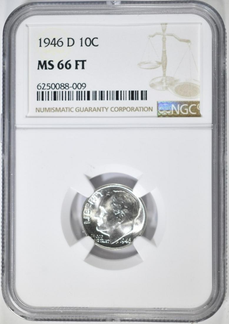 1946-D ROOSEVELT DIME NGC MS-66 FT (1 of 4)