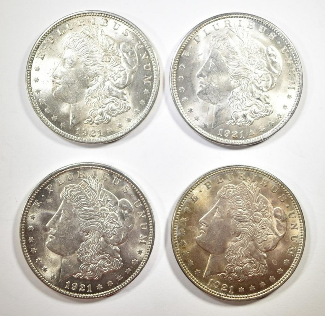 4- 1921 MORGAN DOLLARS, VF (1 of 2)