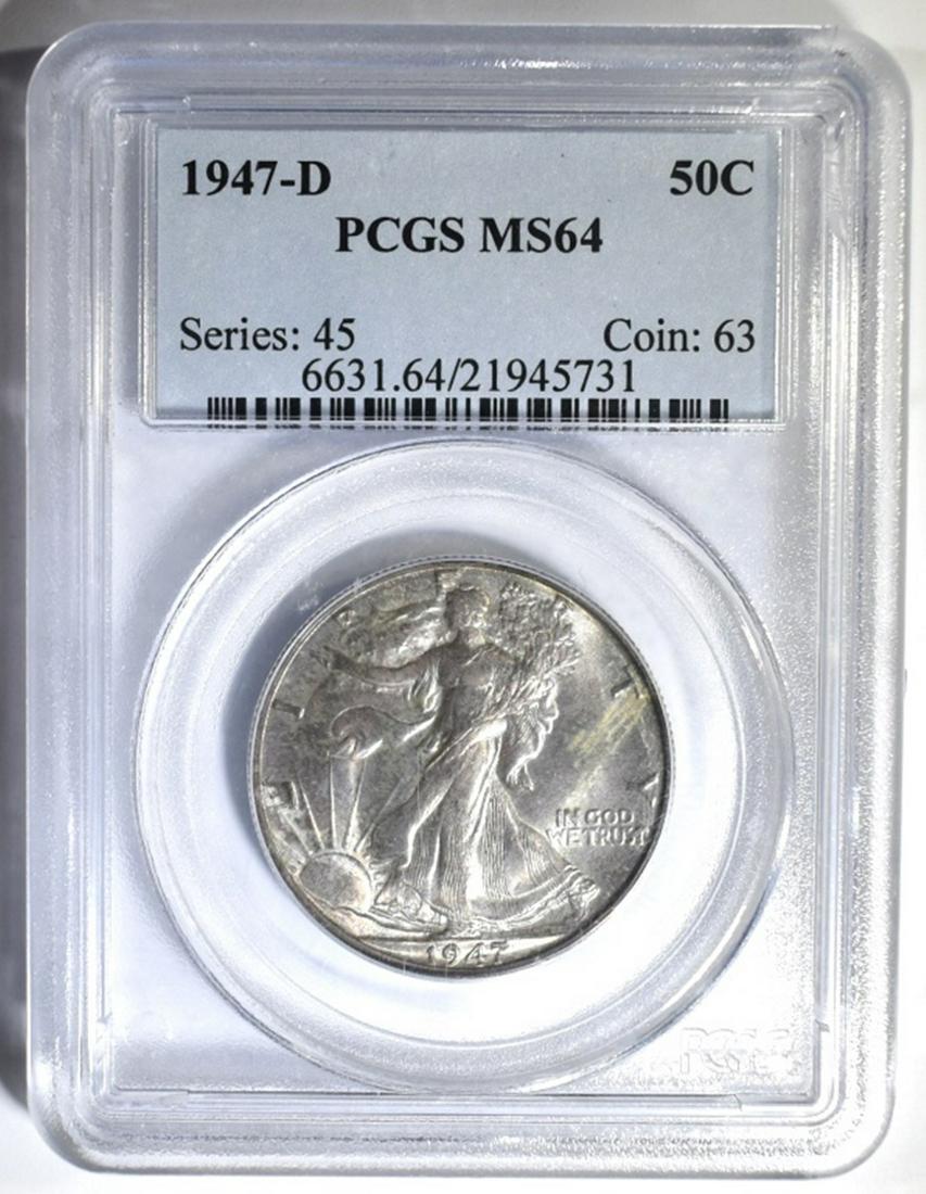 1947-D WALKING LIBERTY HALF DOLLAR  PCGS MS-64 (1 of 4)