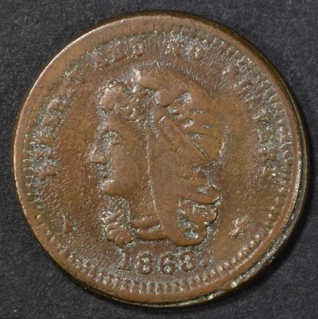 1863 CIVIL WAR TOKEN UNION FOREVER VF (1 of 2)