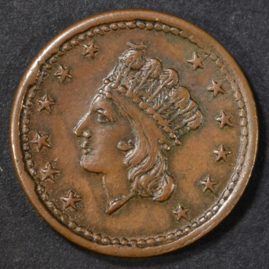 1864 CIVIL WAR TOKEN UNION SHIELD AU (1 of 2)