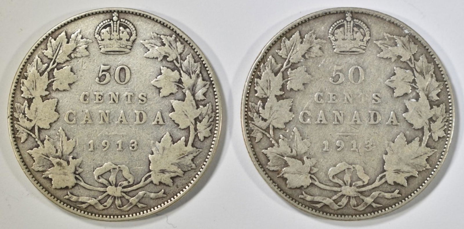 2 1913 CANADA HALF DOLLARS VG (1 of 2)