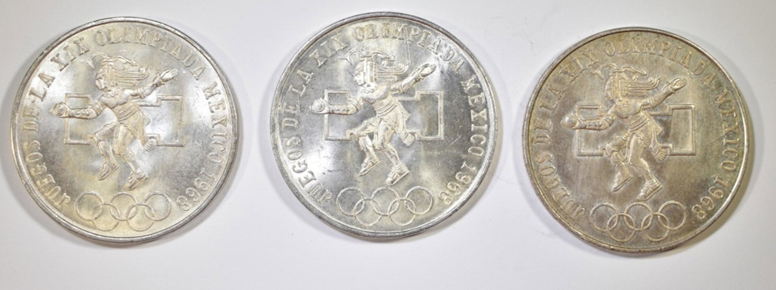 3-1968 OLYMPIC MEXICO SILVER DOLLARS, BU (1 of 2)