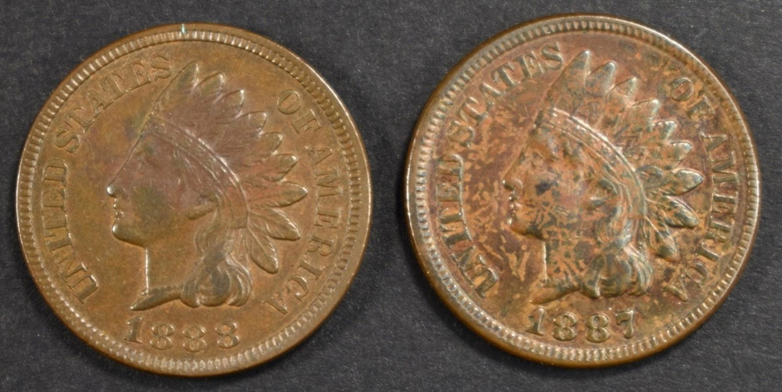 1887 & 1888 INDIAN HEAD CENTS  AU (1 of 2)
