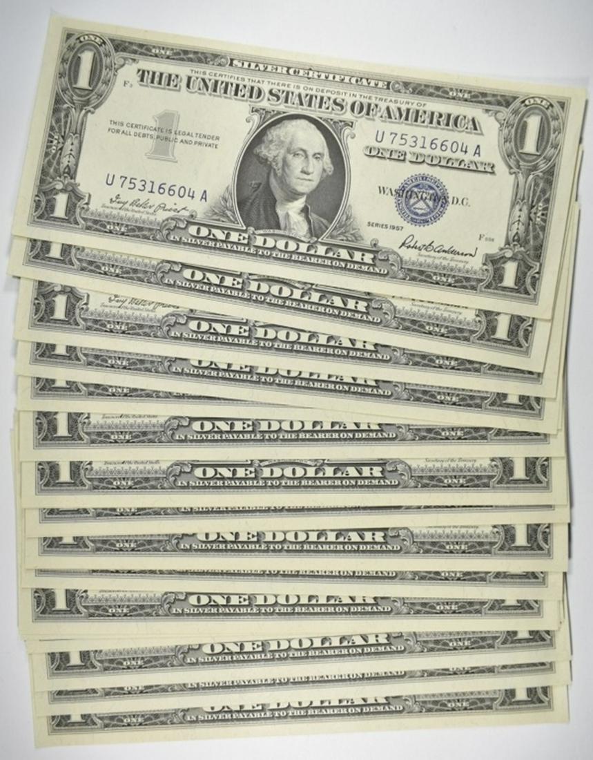 20-1957 $1 SILVER CERTS CH/GEM BU CONSEC. SERIAL# (1 of 2)