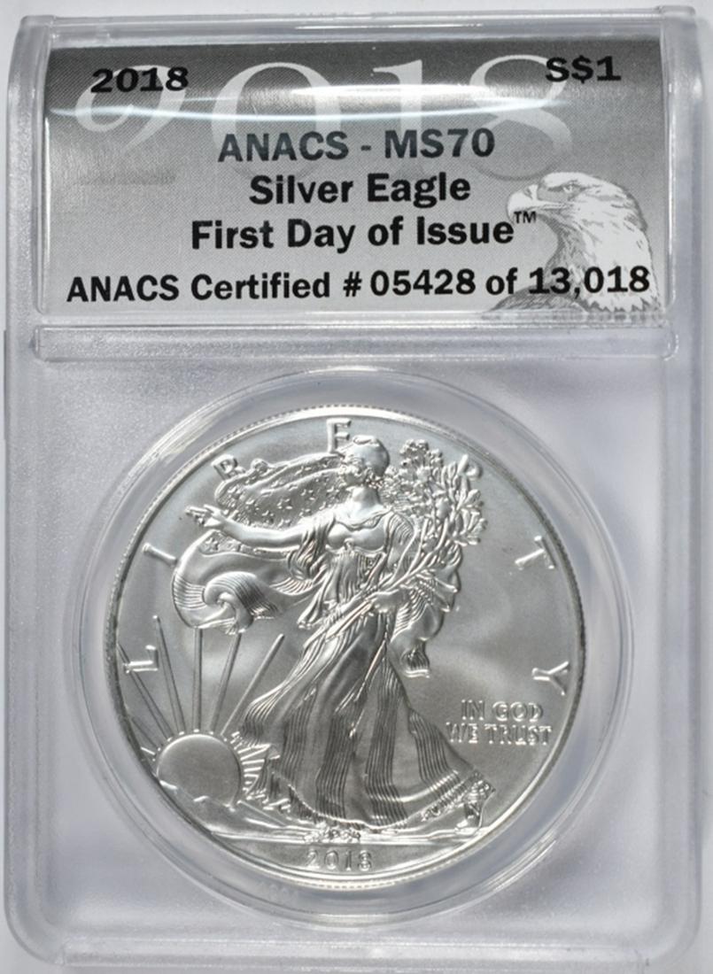 2018 SILVER EAGLE ANACS MS-70 FIRST DAY (1 of 4)