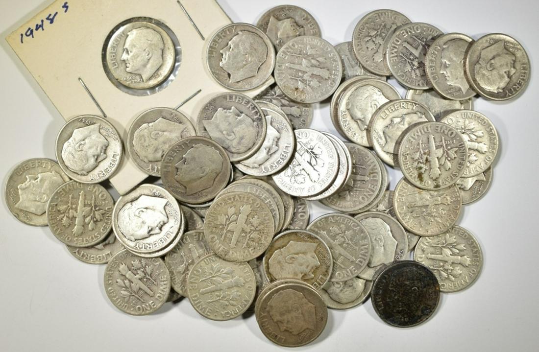 59 ROOSEVELT 90% SILVER DIMES 1947-1948 (1 of 2)