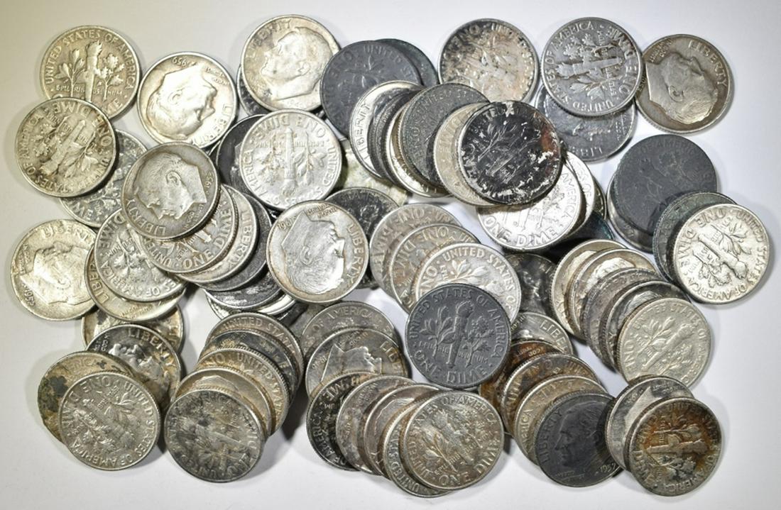 80 MIXED DATE 90% SILVER ROOSEVELT DIMES (1 of 2)