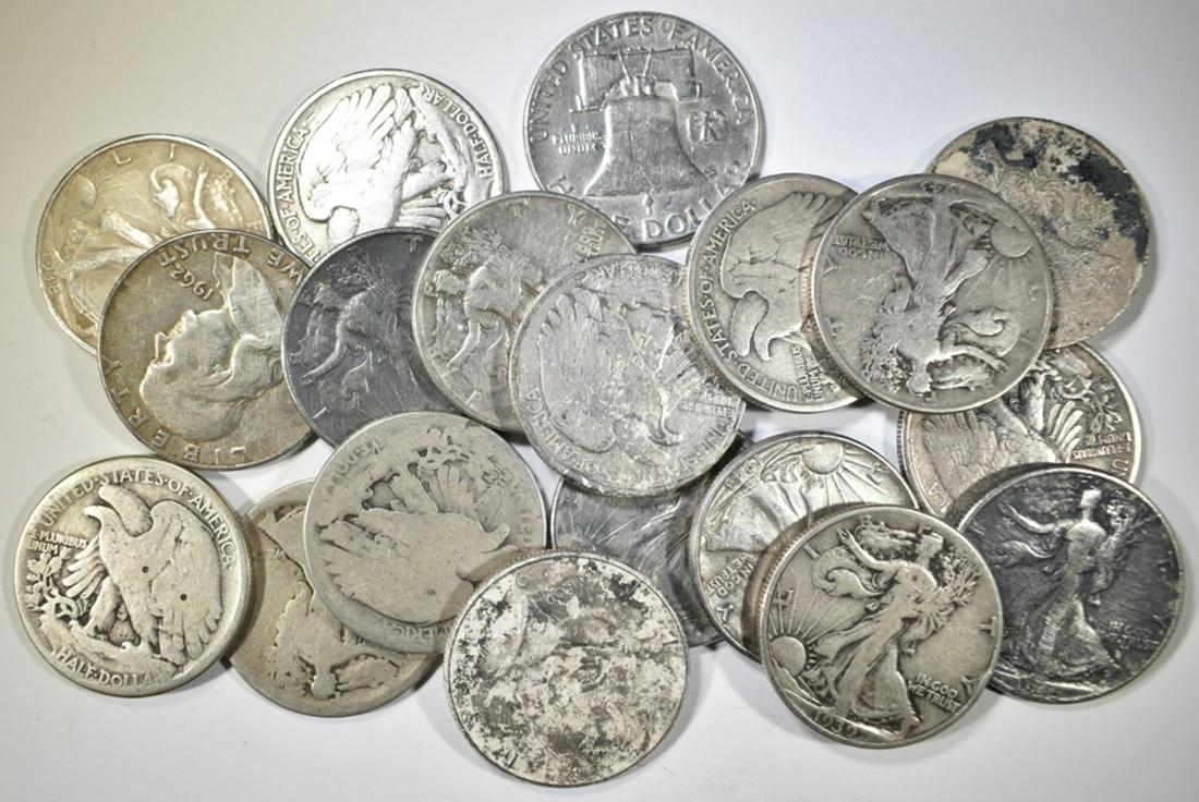19 MIXED DATE 90% SILVER HALF DOLLARS (1 of 3)