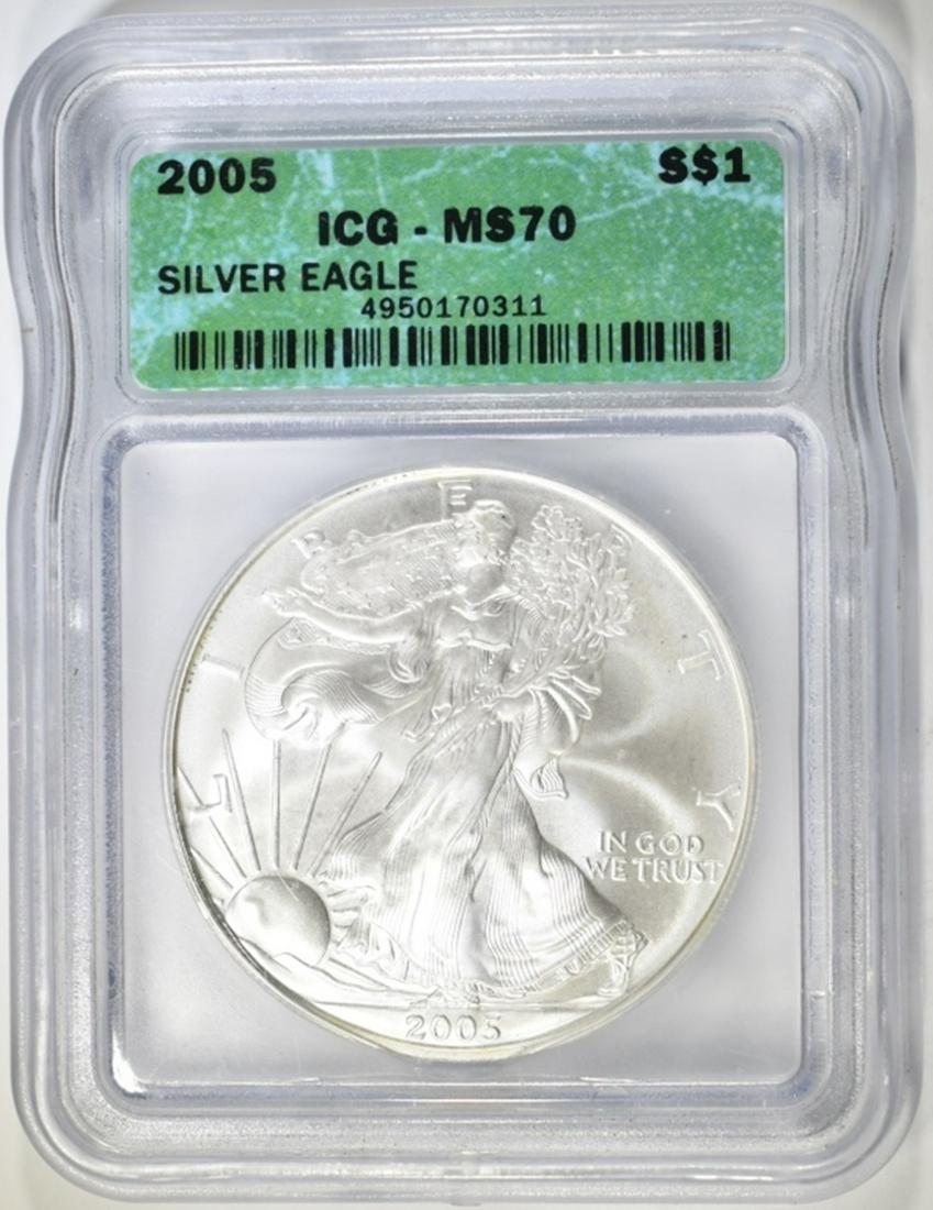 2005 AMERICAN SILVER EAGLE  ICG MS-70 (1 of 4)