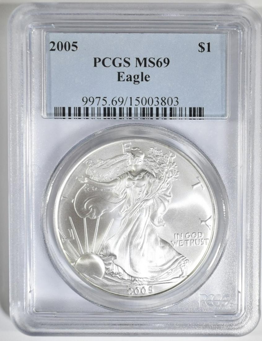 2005 AMERICAN SILVER EAGLE PCGS MS-69 (1 of 4)
