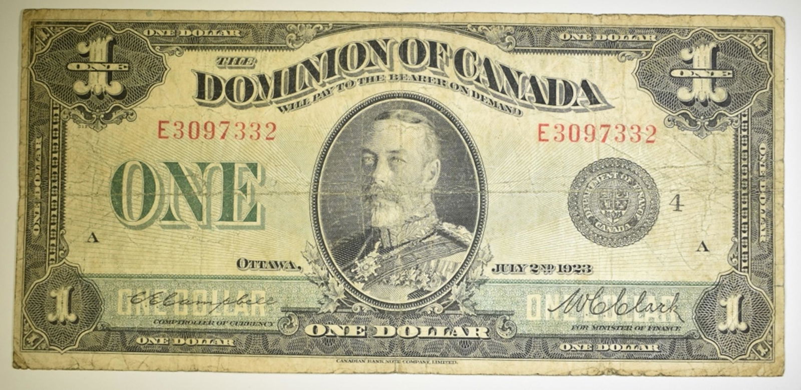 1923 CANADA $1 NOTE  DC 250 VF (1 of 2)