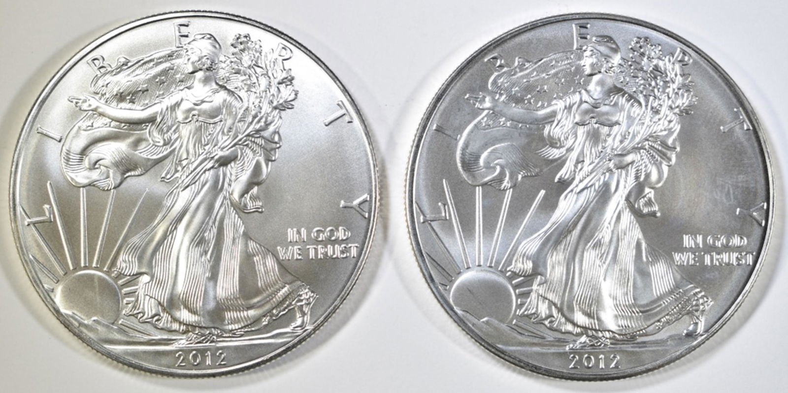 (2) 2012 AMERICAN SILVER EAGLES  BU (1 of 2)