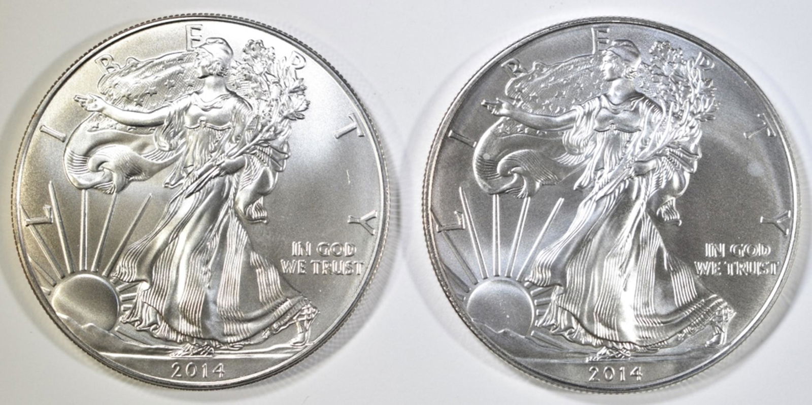 (2) 2014 AMERICAN SILVER EAGLES  BU (1 of 2)