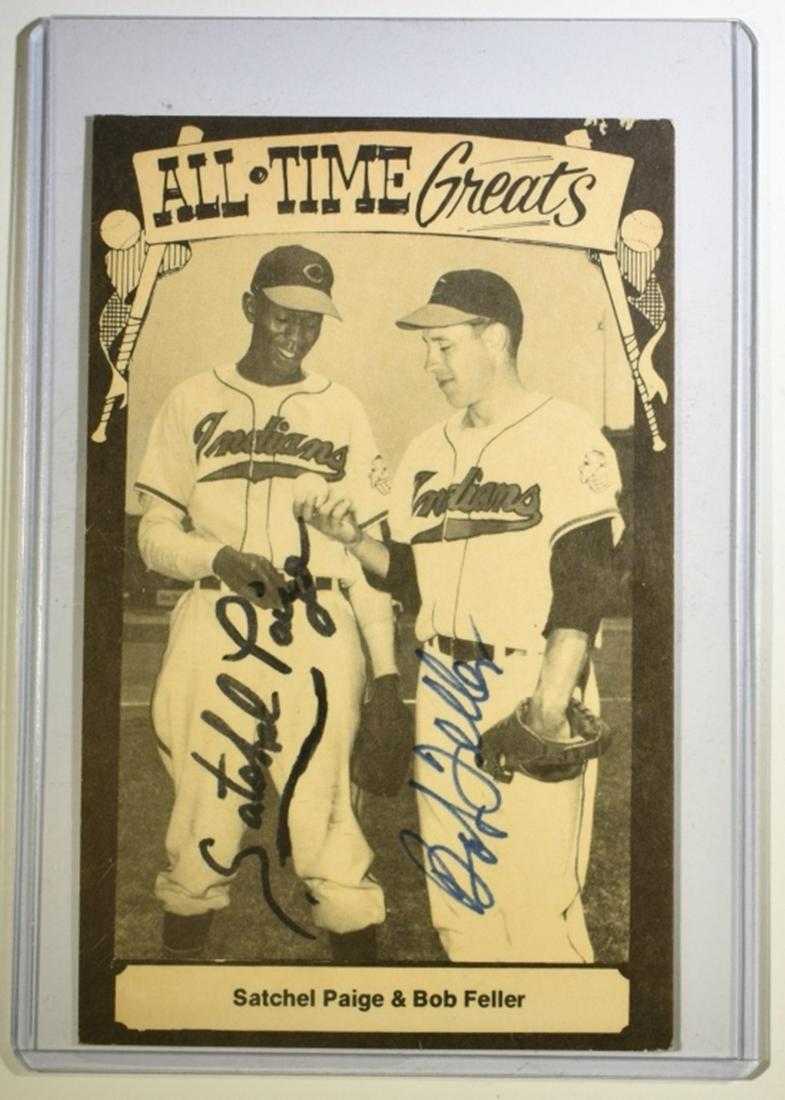 SATCHEL PAIGE & BOB FELLER SIGNED POSTCARD (1 of 2)