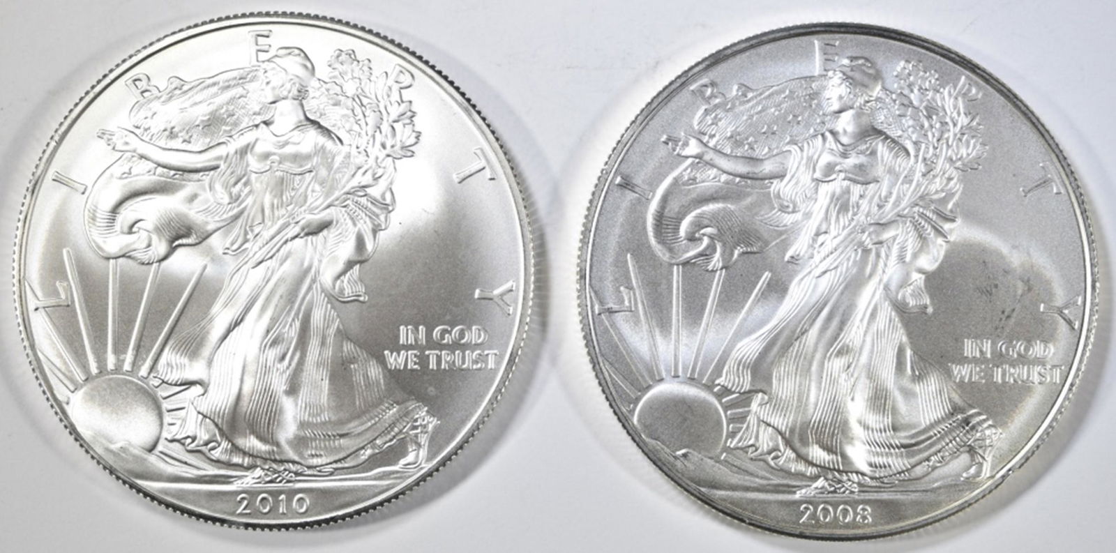 2008 & 2010 BU AMERICAN SILVER EAGLES (1 of 2)