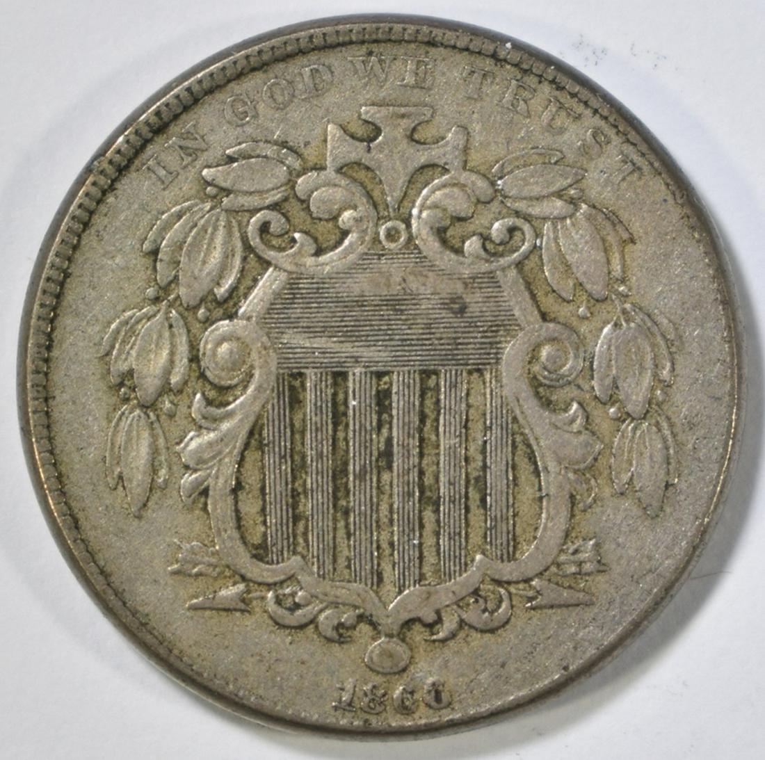 1866 RAYS SHIELD NICKEL  XF (1 of 2)
