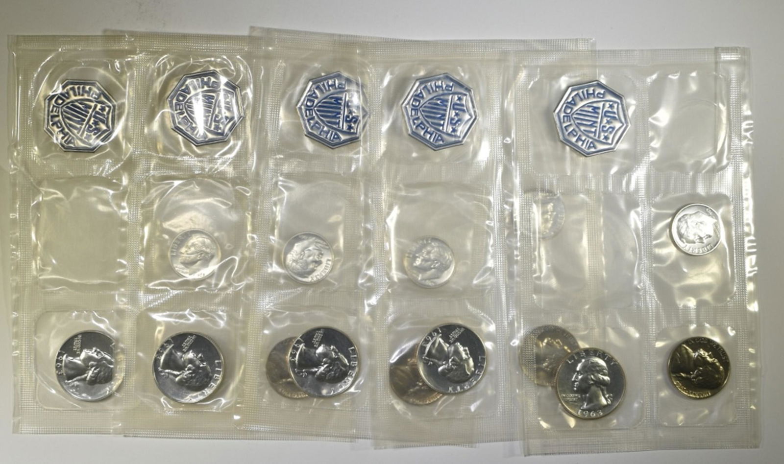 5 -1963 PROOF SETS MISSING THE CENT AND HALF (1 of 1)