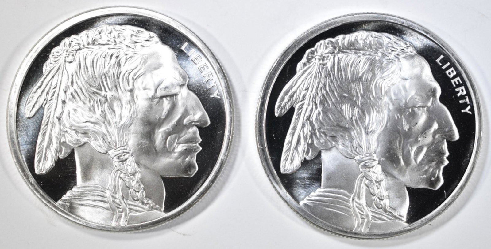 2 1oz .999 SILVER BUFFALO/INDIAN ROUNDS "PROOF" (1 of 2)