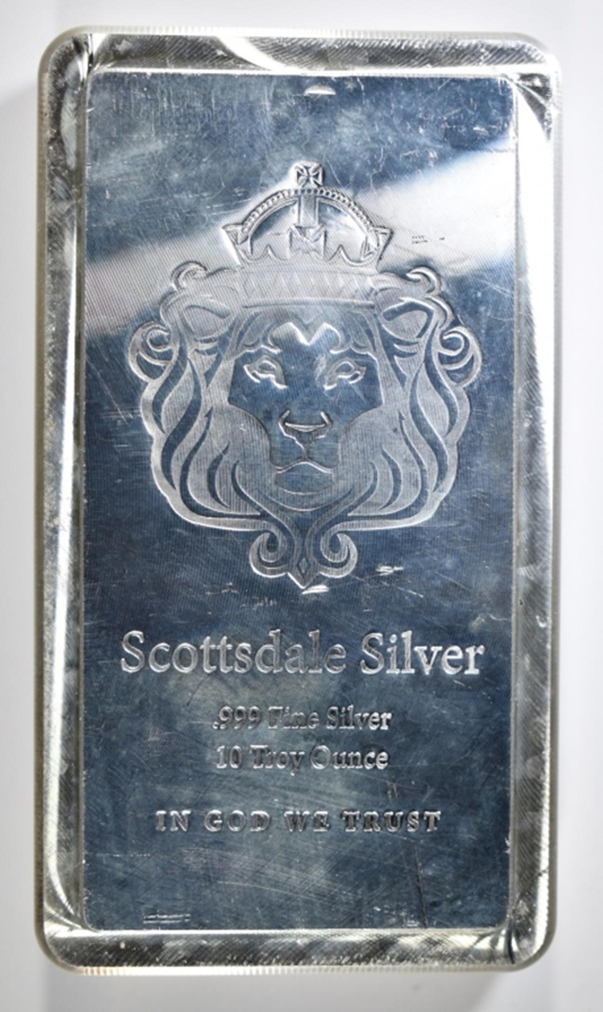 TEN OUNCE  .999 SILVER BAR SCOTTSDALE SILVER (1 of 2)