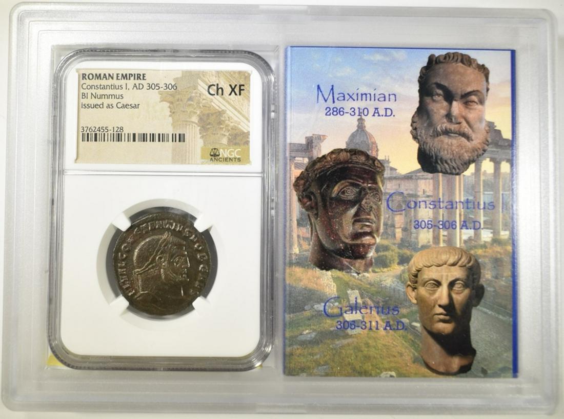 AD 305-306 CONSTANTIUS I, BI NUMMUS  NGC CH XF (1 of 6)