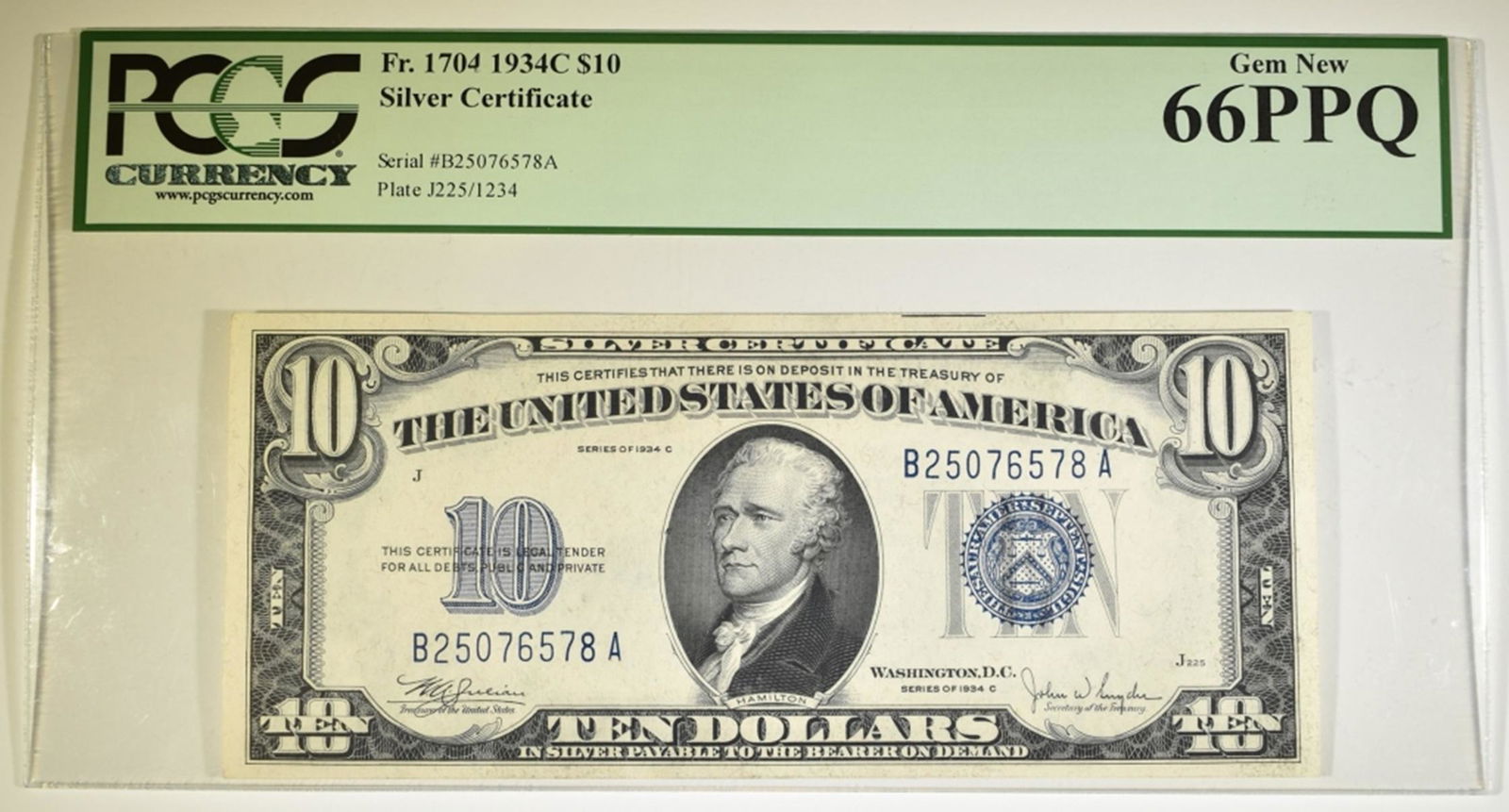 1934-C $10 SILVER CERTIFICATE PCGS 66 PPQ (1 of 2)