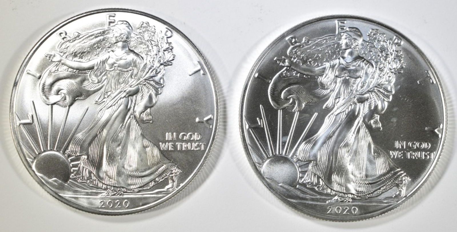 2-BU 2020 AMERICAN SILVER EAGLES (1 of 2)