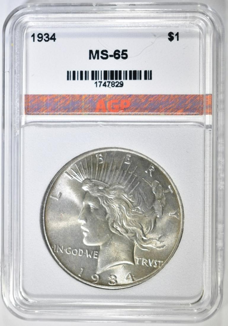 1934 PEACE DOLLAR AGP GEM BU (1 of 4)
