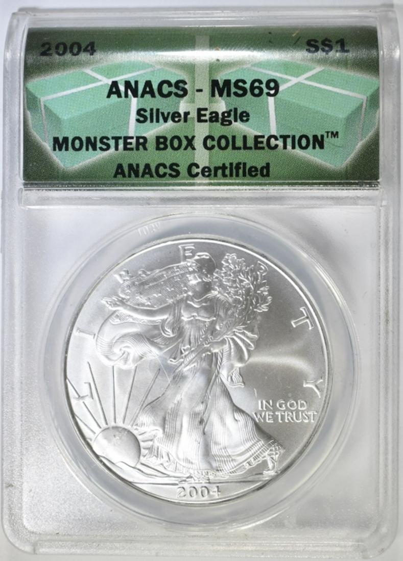 2004 AMERICAN SILVER EAGLE  ANACS MS-69 (1 of 4)