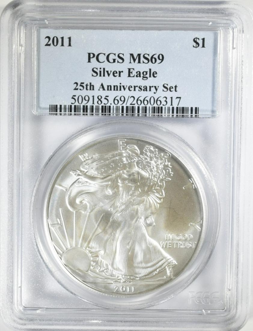 2011 AMERICAN SILVER EAGLE  PCGS MS-69 (1 of 4)