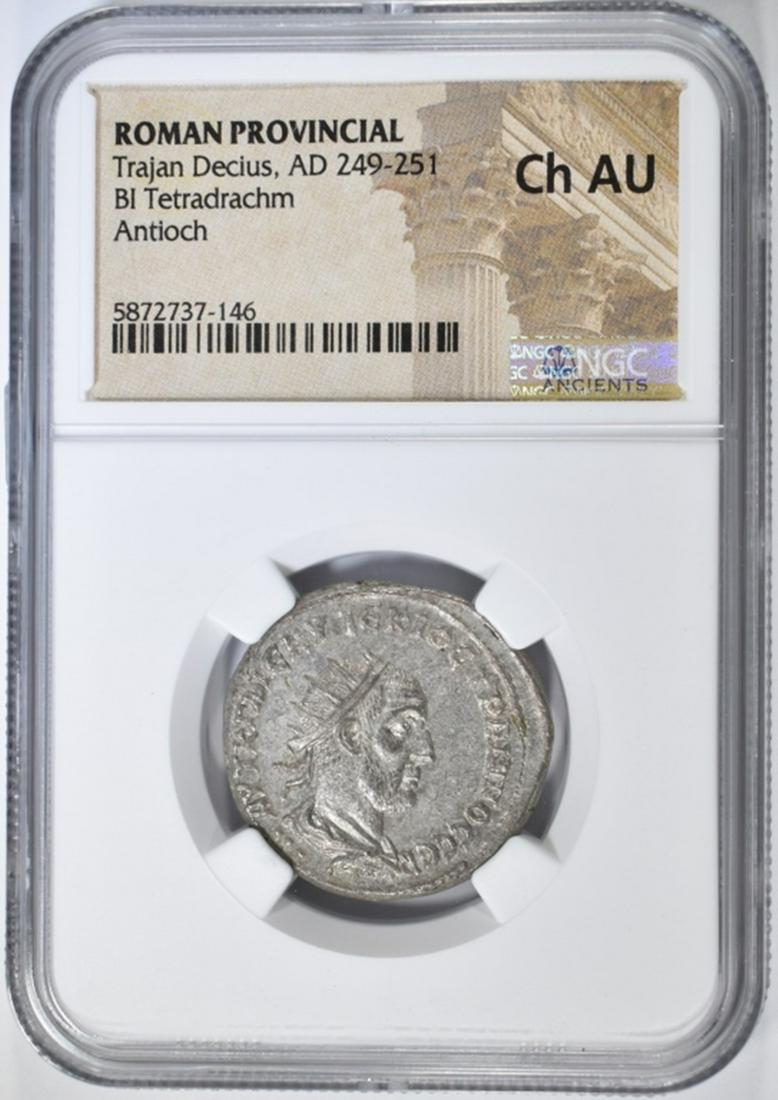 AD 249-251 TRAJAN DECIUS, BI TETRADRACHM NGC CH AU (1 of 4)