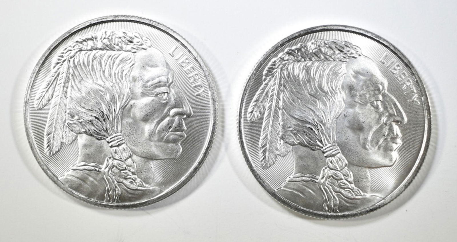 2-ONE OUNCE .999 SILVER BUFFALO/INDIAN ROUNDS (1 of 2)