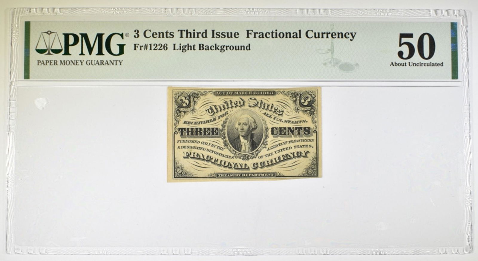 3 CENTS 3rd ISSUE FRACTIONAL CURRENCY PMG 50 (1 of 2)