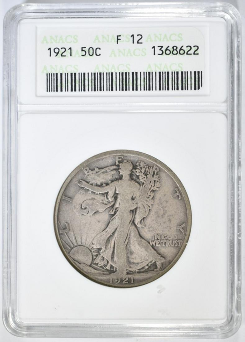 1921 WALKING LIBERTY HALF DOLLAR  ANACS F-12 (1 of 4)