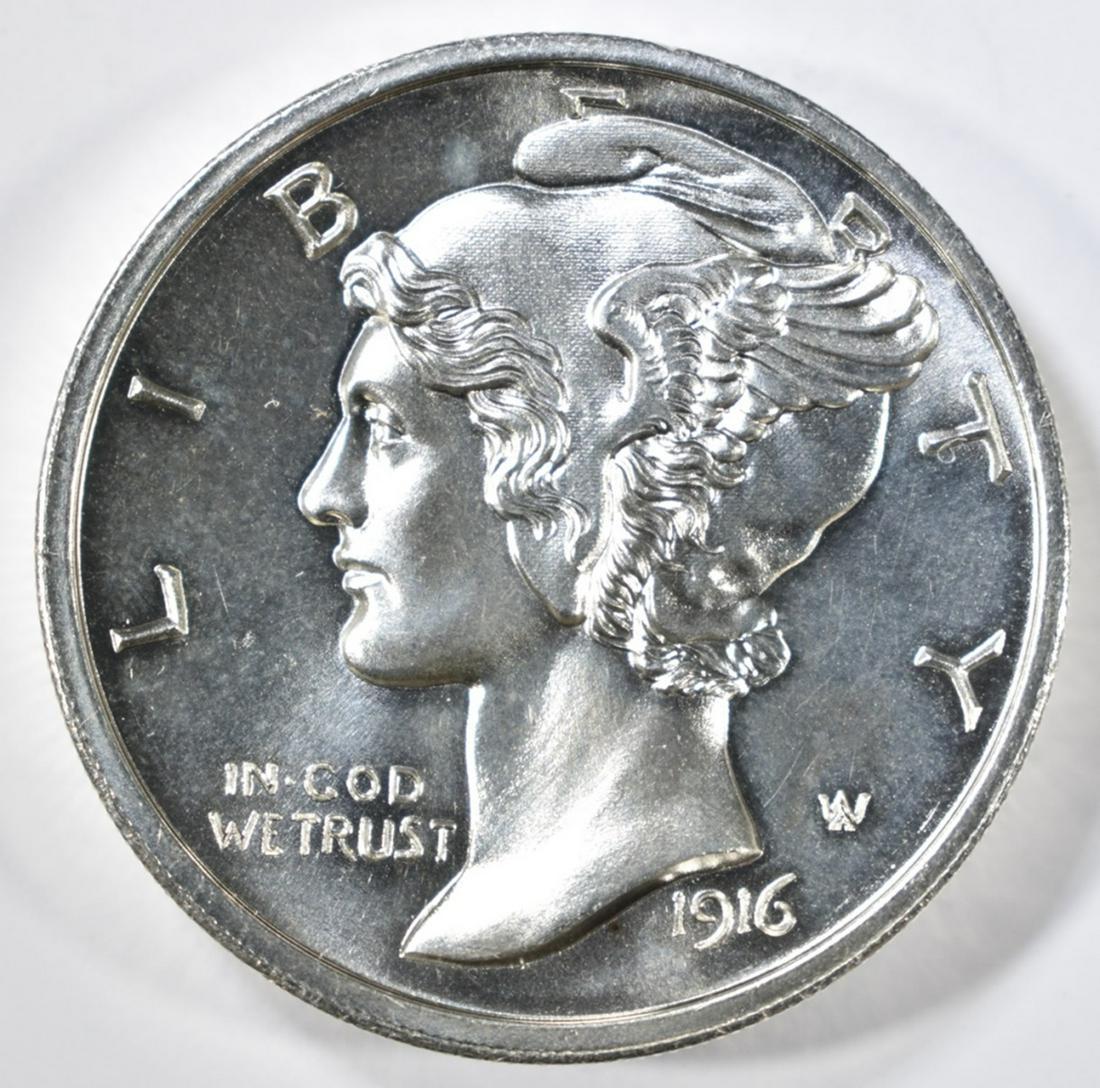 2 TROY OZ SILVER MERCURY DIME THICK COIN (1 of 2)