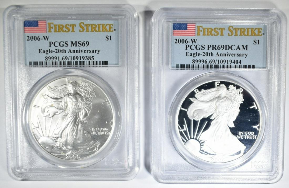 2006-W PCGS MS-69, PR-69DCAM  AM. SILVER EAGLES (1 of 6)