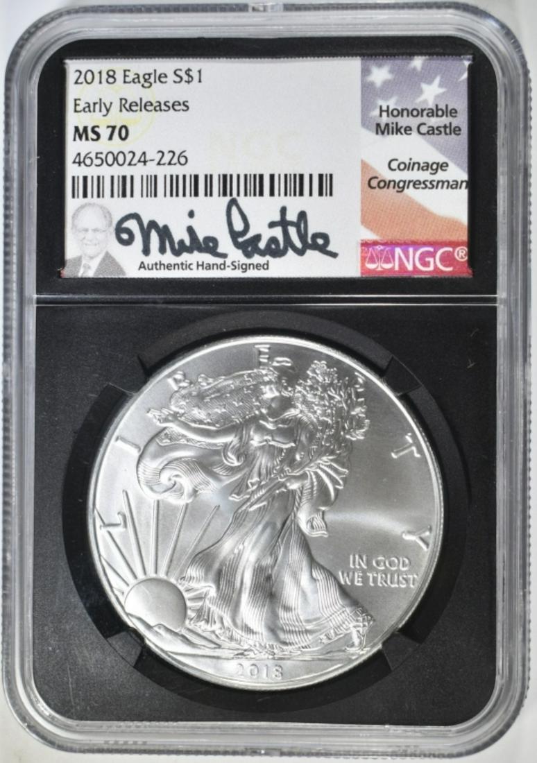 2018 SILVER EAGLE NGC MS-70 EARLY RELEASES (1 of 4)
