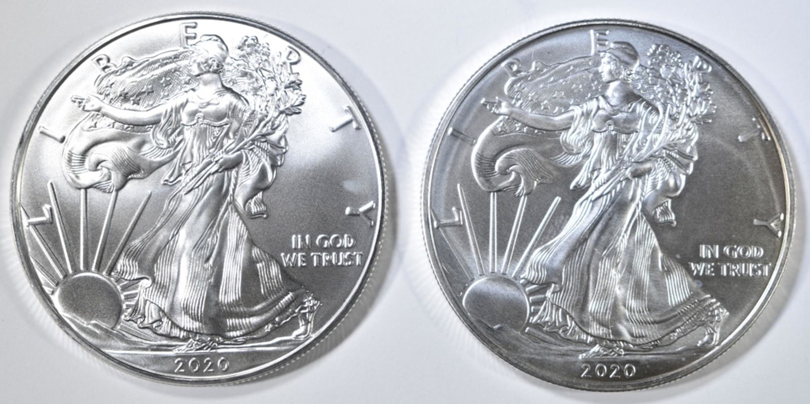 2-BU 2020 AMERICAN SILVER EAGLES (1 of 2)