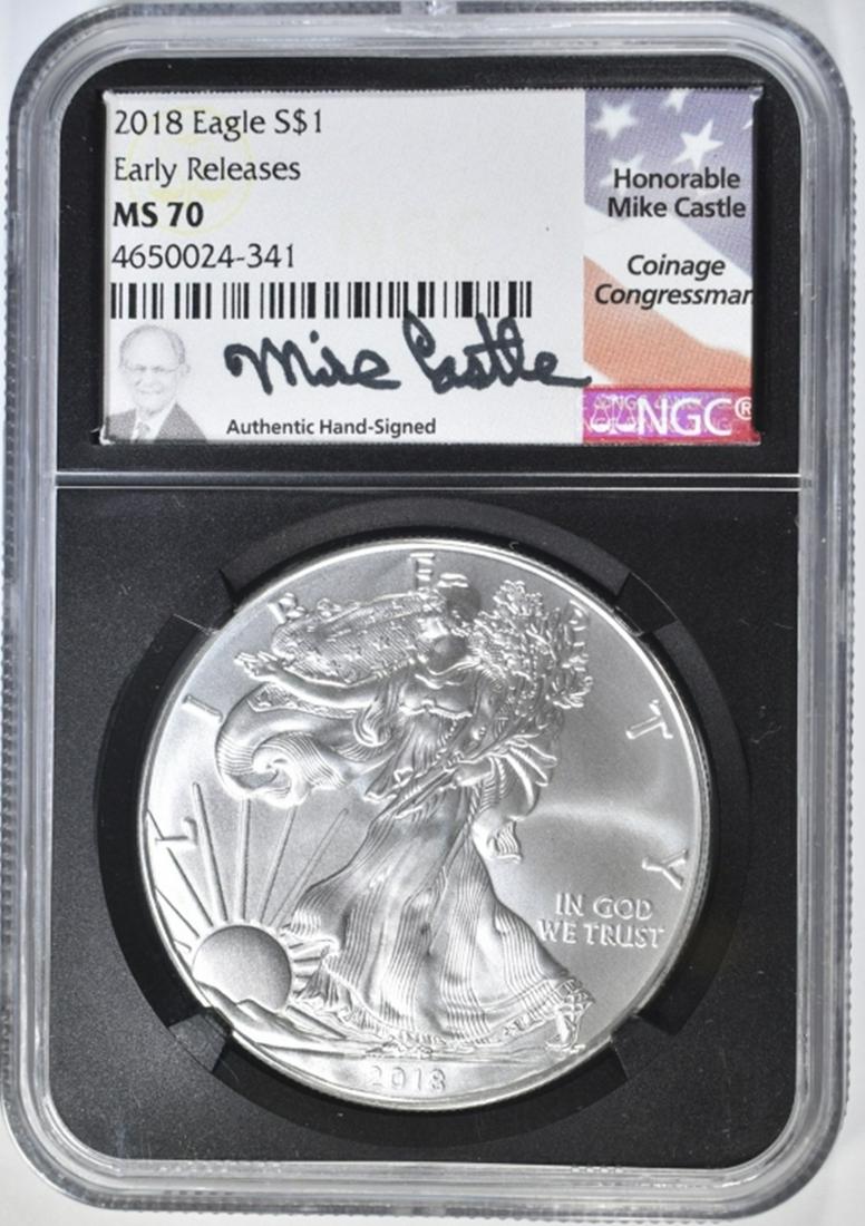2018 SILVER EAGLE NGC MS-70 EARLY RELEASES (1 of 4)