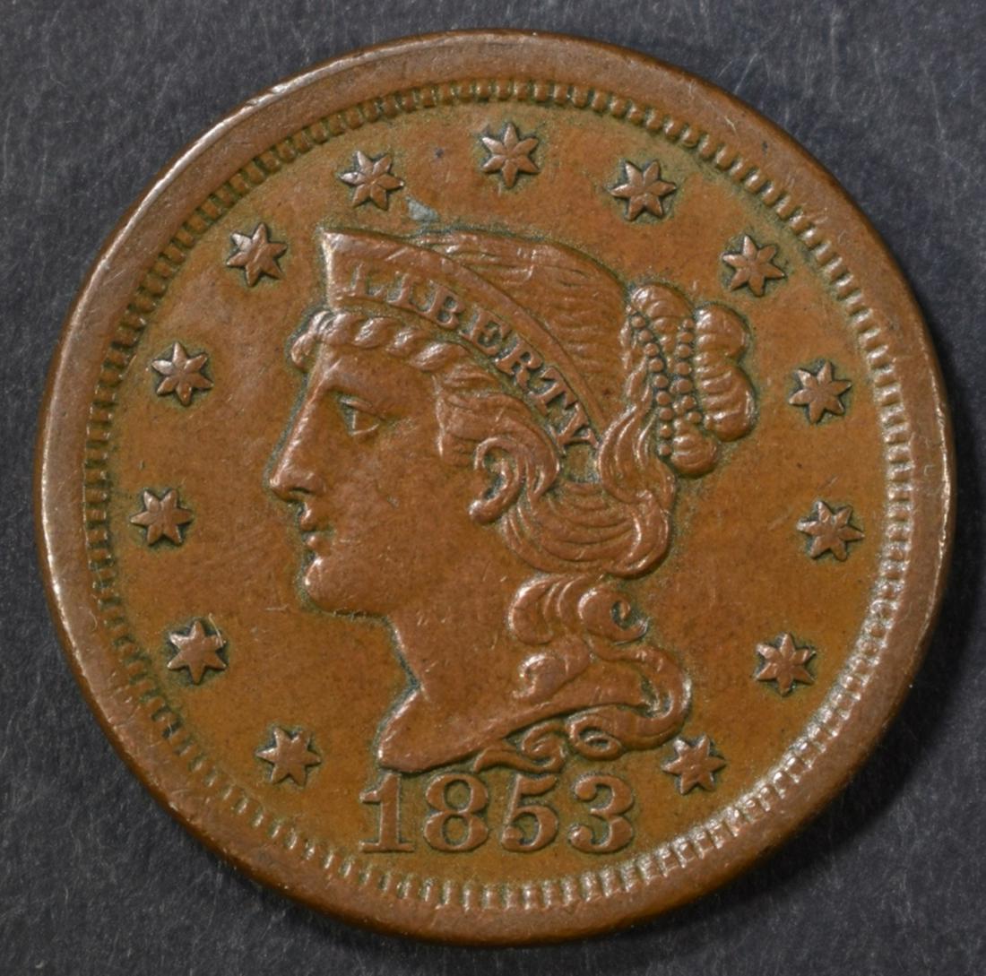 1853 LARGE CENT  AU (1 of 2)