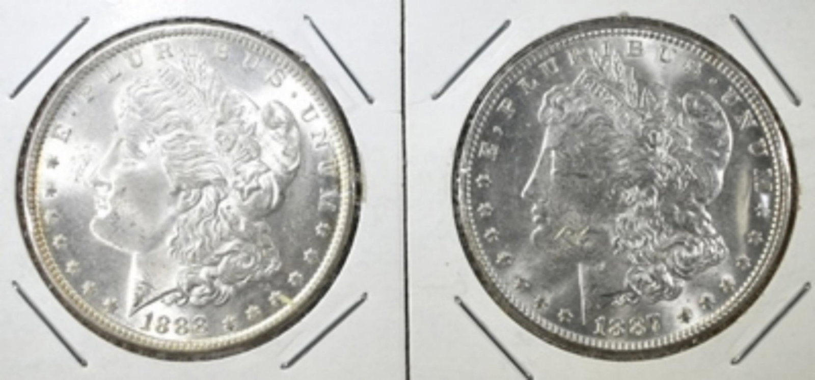 1887 & 1888 MORGAN DOLLARS CH BU (1 of 2)