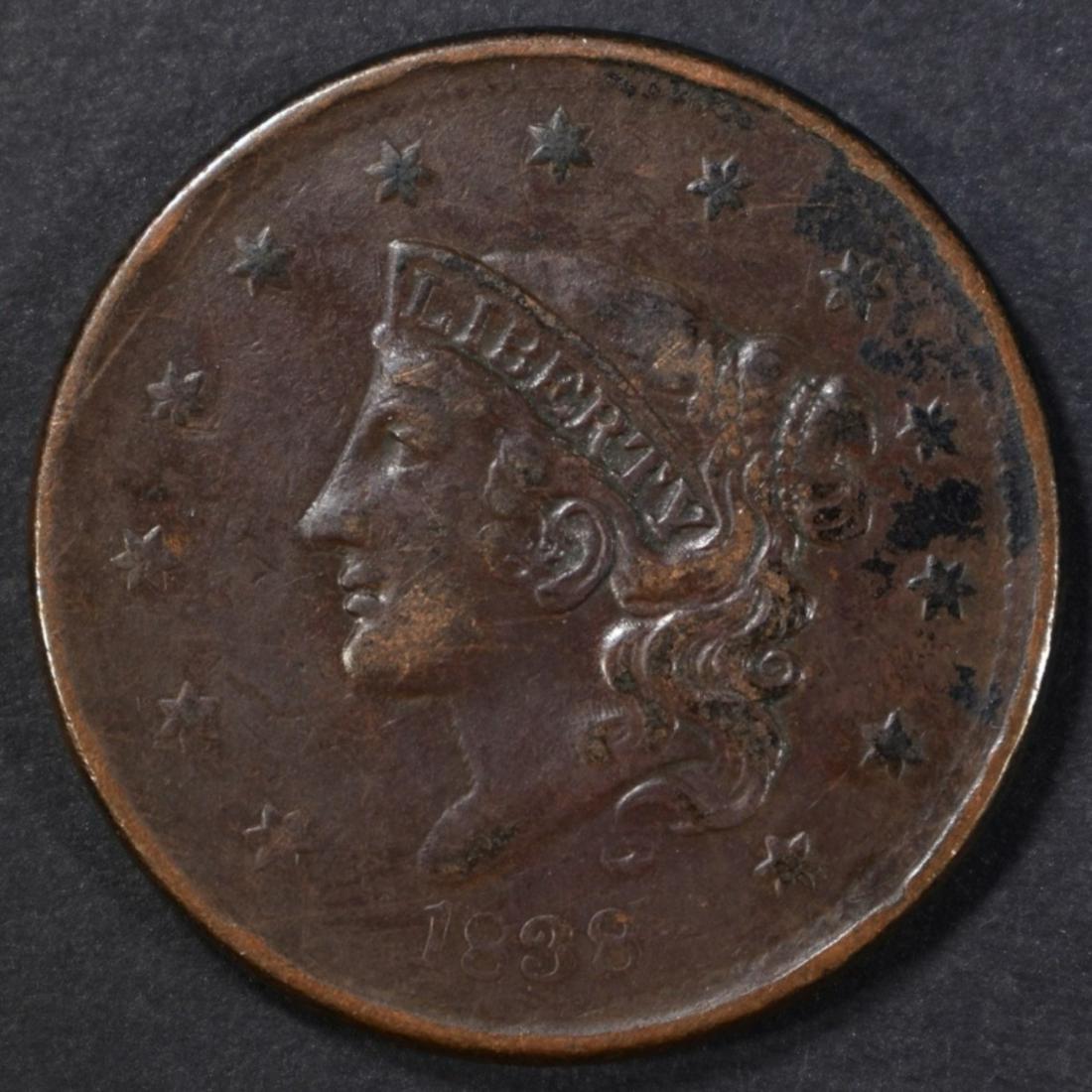 1838 LARGE CENT XF (1 of 2)