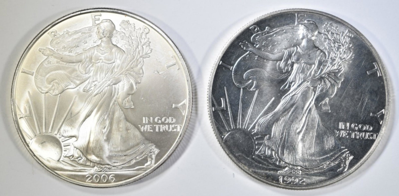 1992 & 2006 BU AMERICAN SILVER EAGLES (1 of 2)